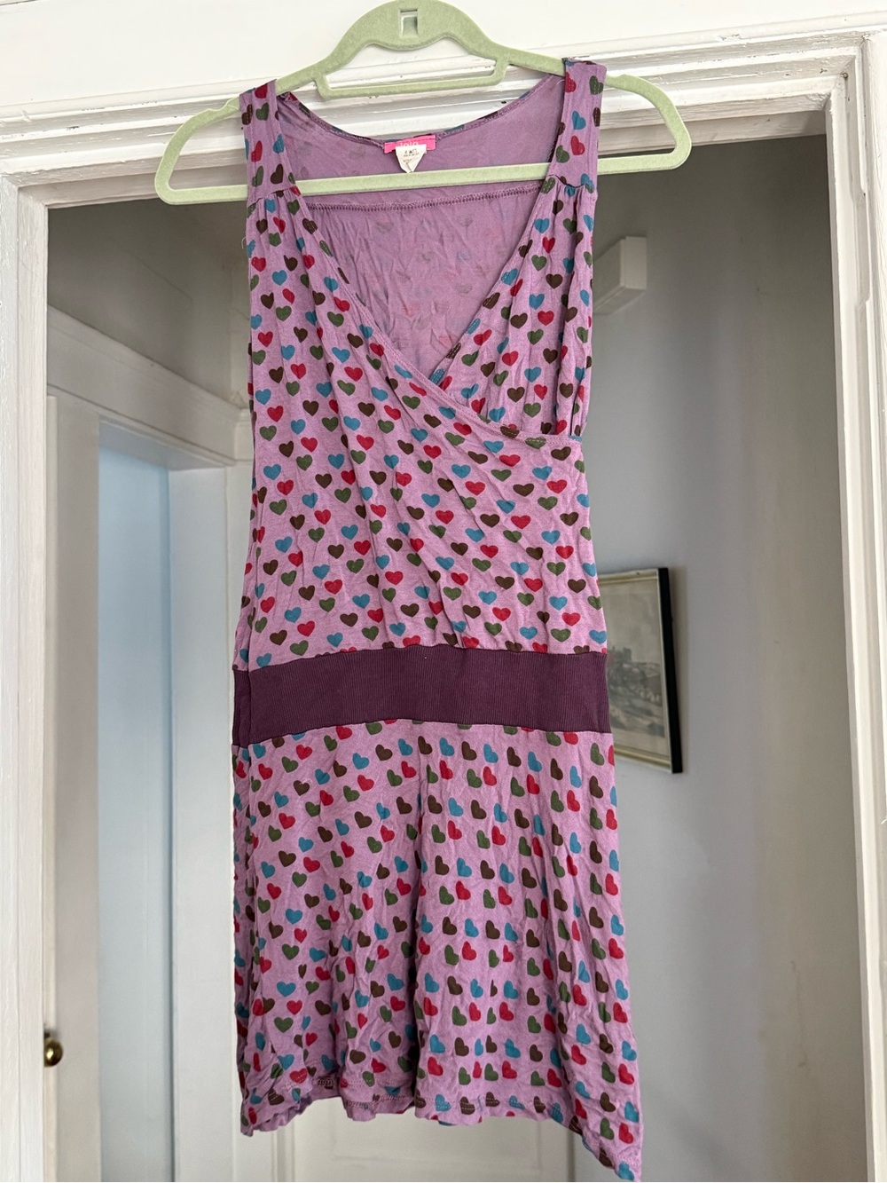 lola Lavender Mini Dress with Multicolor Heart Print
